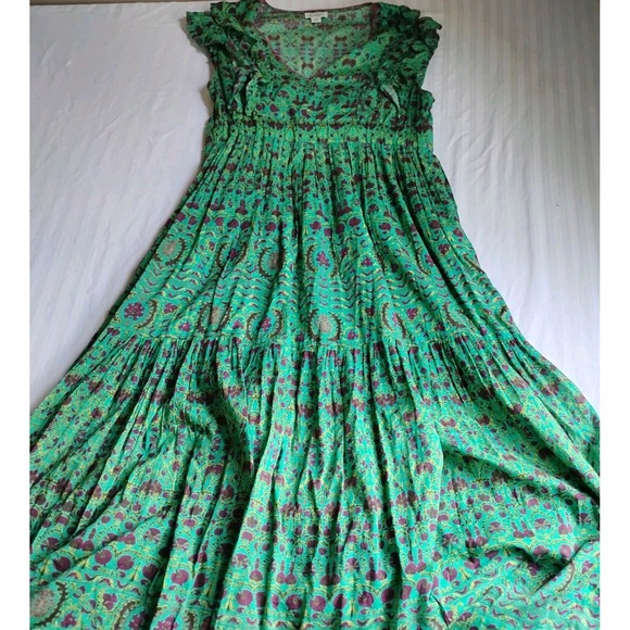 Sundance Dress Medium Tiered Flowy Maxi Floral Peasant Boho Beach Resort Ruffle - Picture 1 of 16